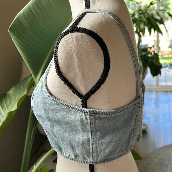 American Eagle high neck denim crop tank top - Picture 5 of 6